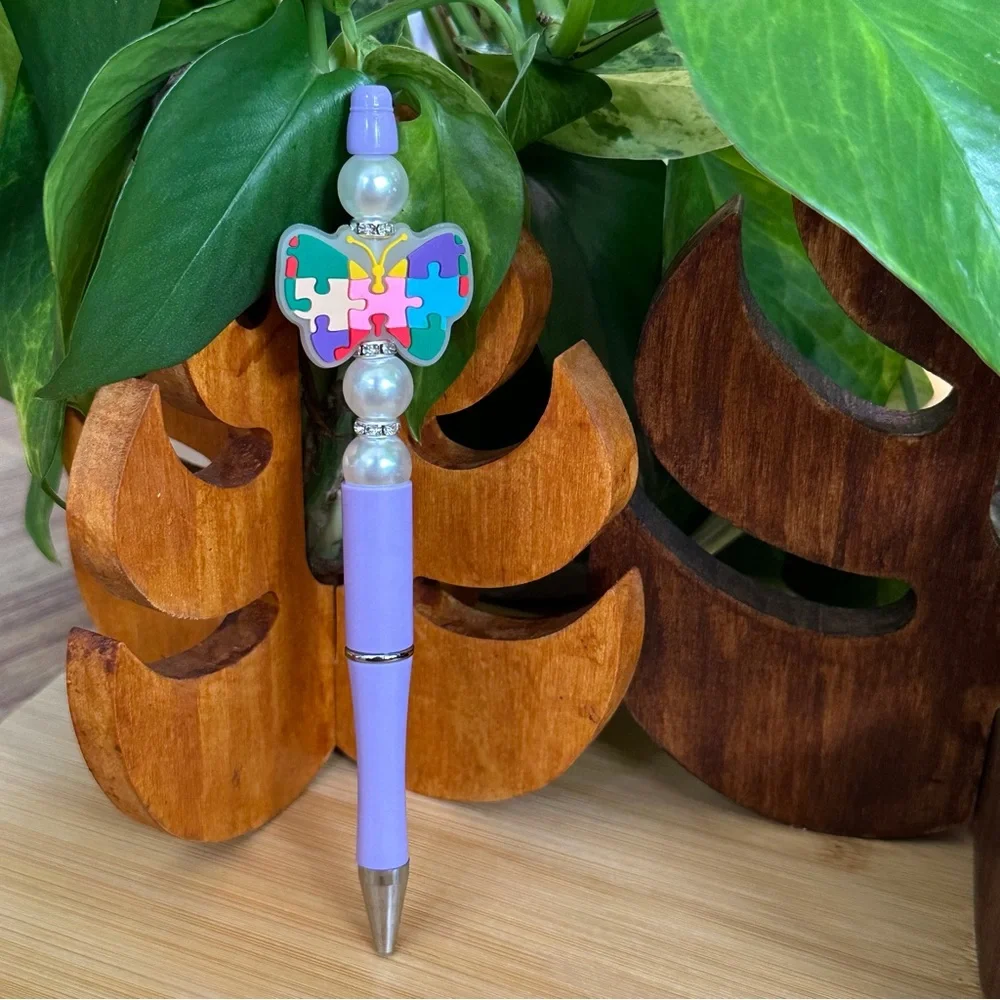Autism Awareness Pen 🧩 Handmade Silicone‎ Beads + Extra Ink Refill